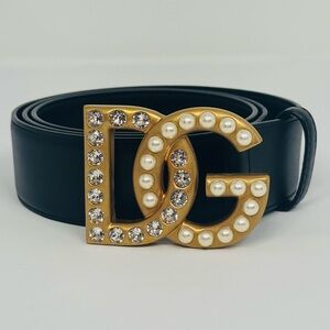 Authentic Dolce & Gabbana Black Calfskin Leather Belt